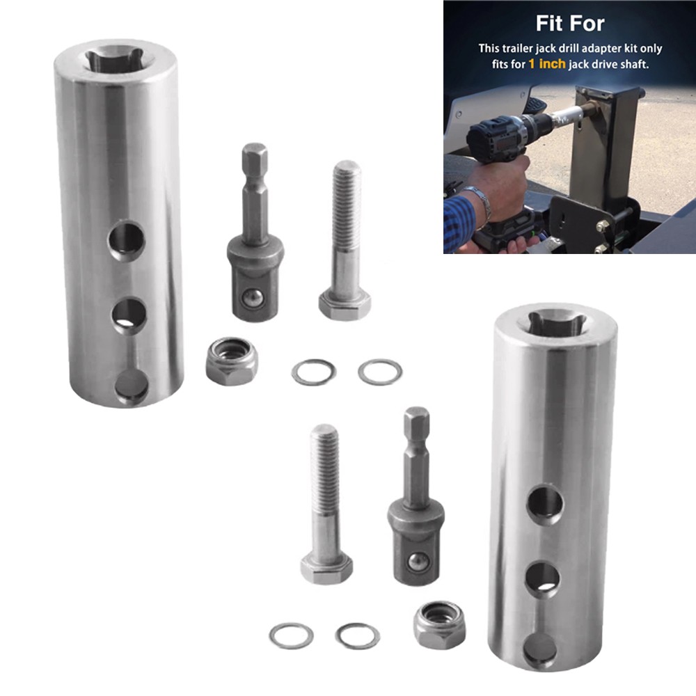 2pcs Trailer Jack Electric Drill Adapter with 1/2 Inch Socket Adapter Bit Set