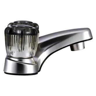 Dura Plastic Satin Nickel Low-Arc Lavatory Faucet w Smoked Knobs Handles