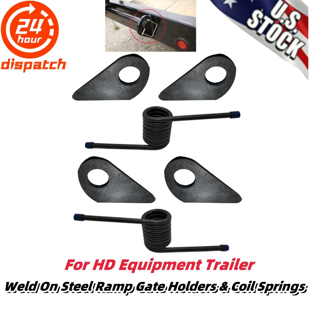 US For HD Trailer Weld On Steel Ramp Gate Holder Hinge w/Coil Springs Ramp Gate