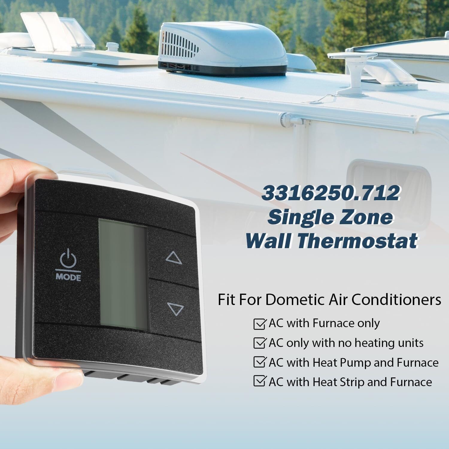For Dometic 3316250.712 RV Thermostat Touch Control Single Zone//