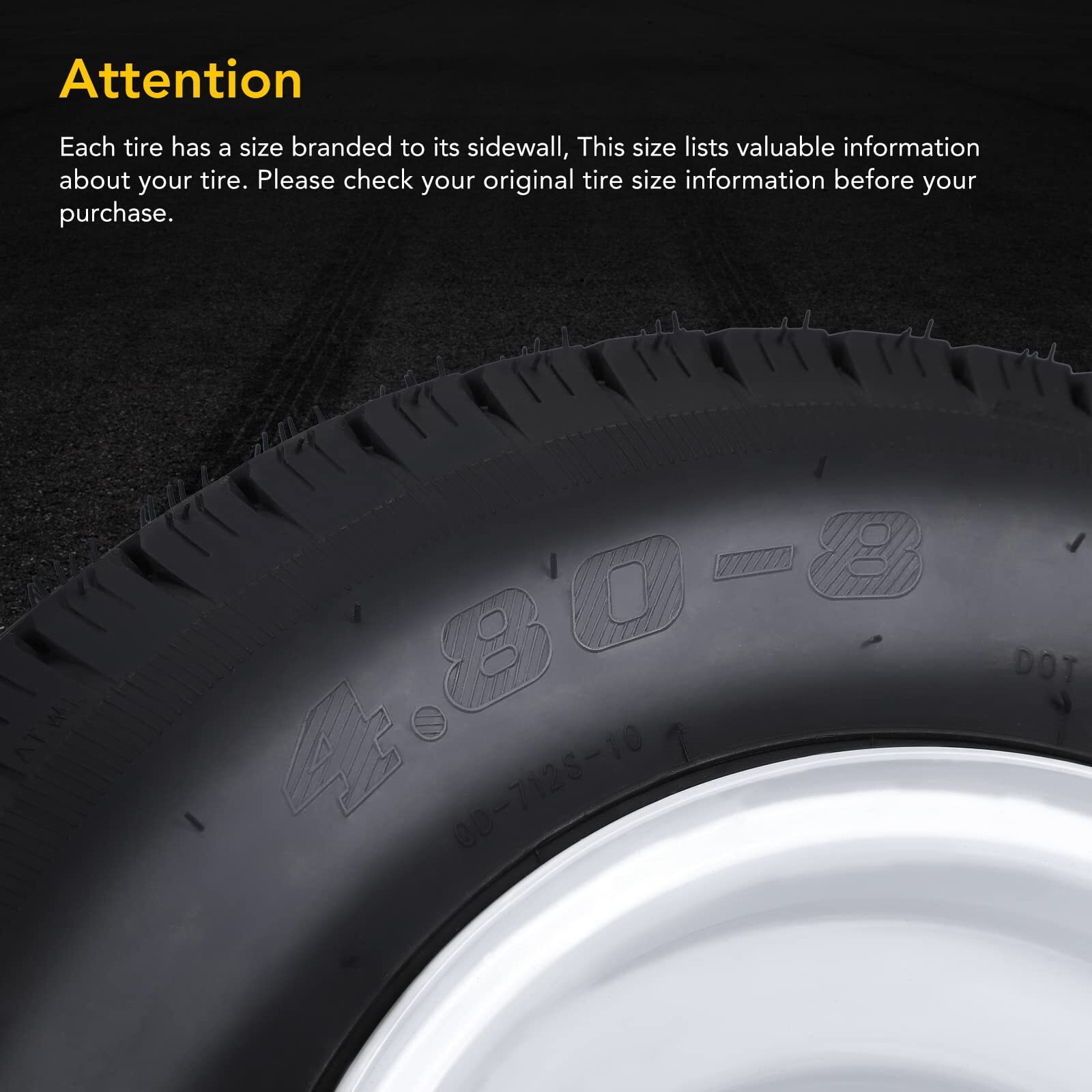2 Set 4.80-8 4.80×8 480-8 Trailer Tires with Rims 5 Lug on 4.5″ and White Wheels
