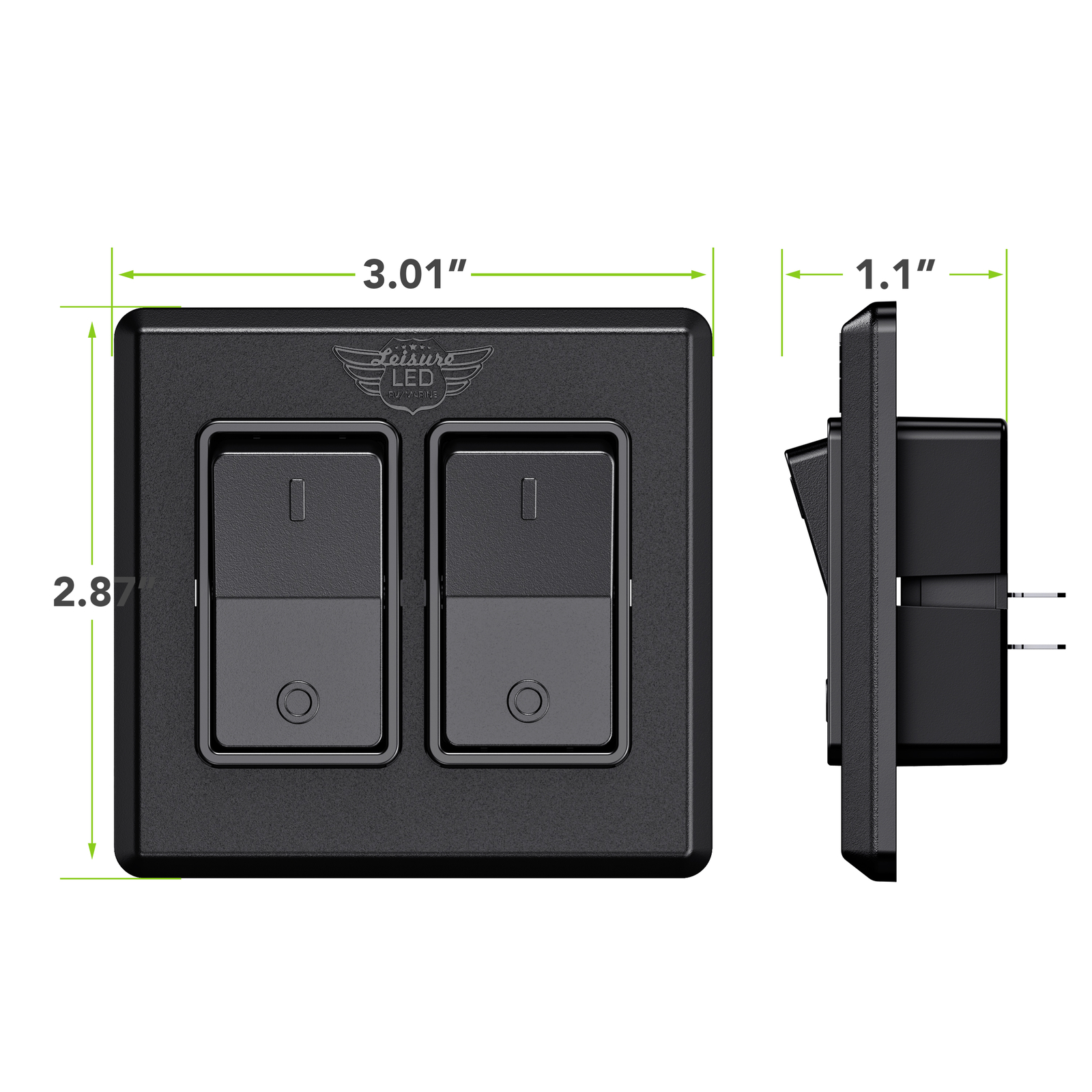Single 2 Gang On-Off 12 volt Black Light Switch – RV Camper Trailer Marine Boat