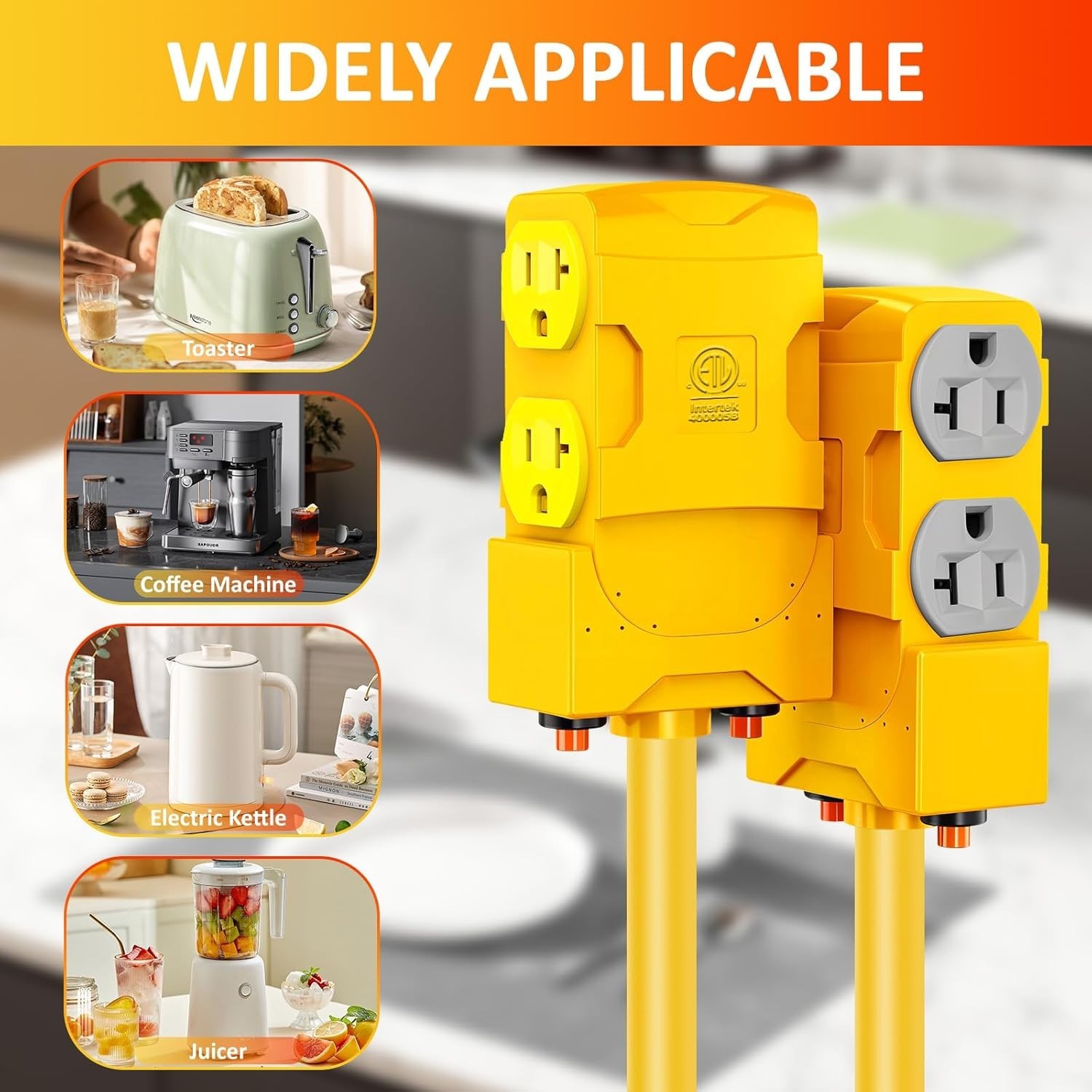 50A to 20A RV Power Adapter Cord NEMA 14-50P to 4 Sockets 5-20R Circuit Breaker