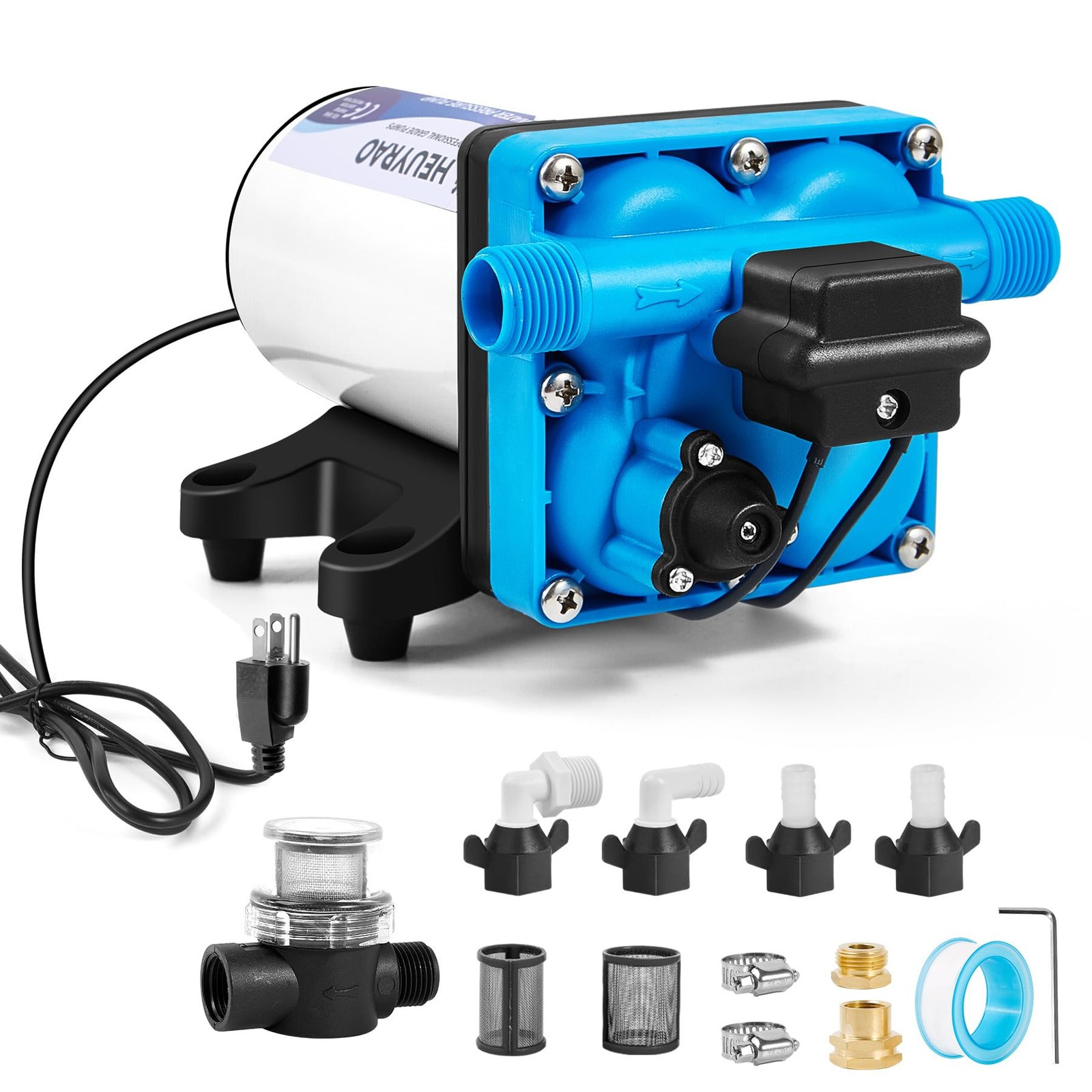 Heuyrao 110 Volt RV Water Pressure Pump 5.5GPM 110V-5.5GPM-70PSI, Blue/White