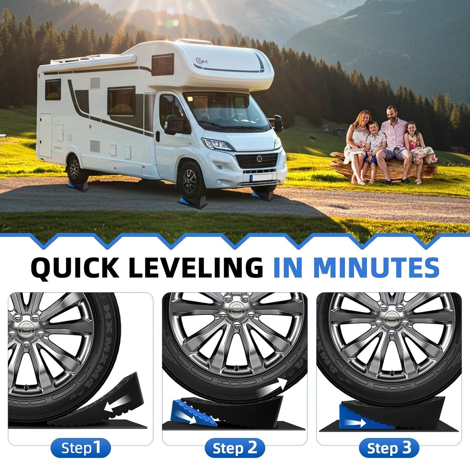 Durable Camper Leveling System – 2 Packs with Chocks, Perfect for All Terrains
