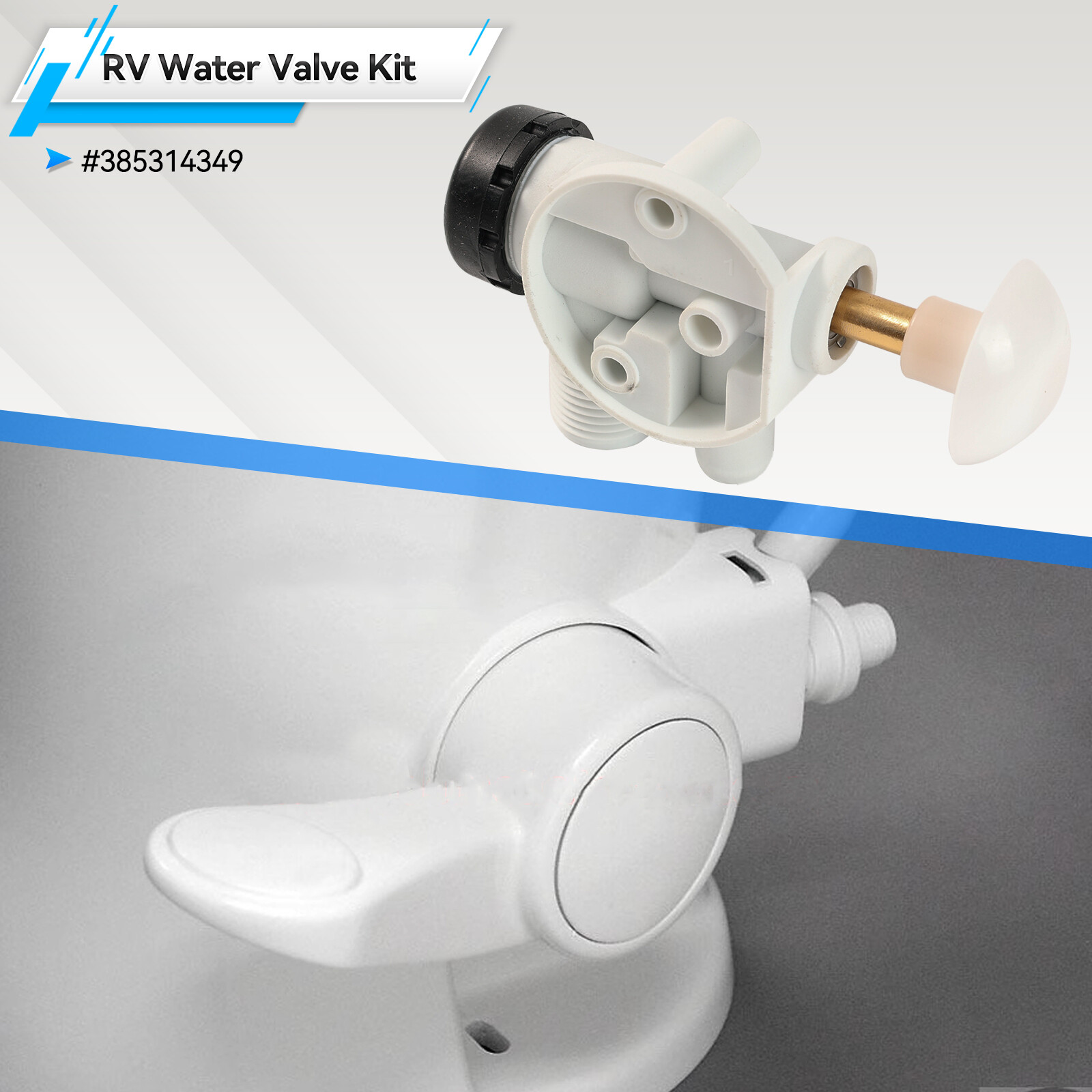 RV Water Valve Kit Camper Sealand EcoVac Vacuflush Pedal Flush Toilet #385314349