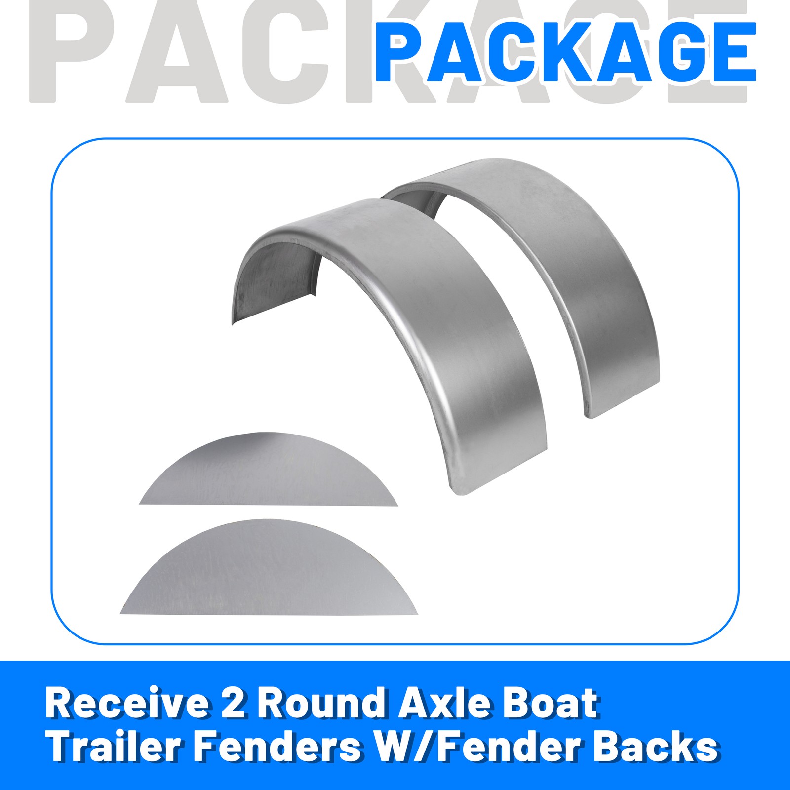 1 Pair of Round Trailer Fenders 14″-16″ wheels & Fender backs 32” x 9” x 15”