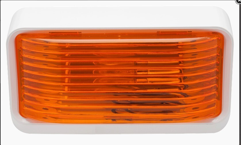 New 12 volt Porch Light Amber lens, Motorhome, camper RV trailer white exterior