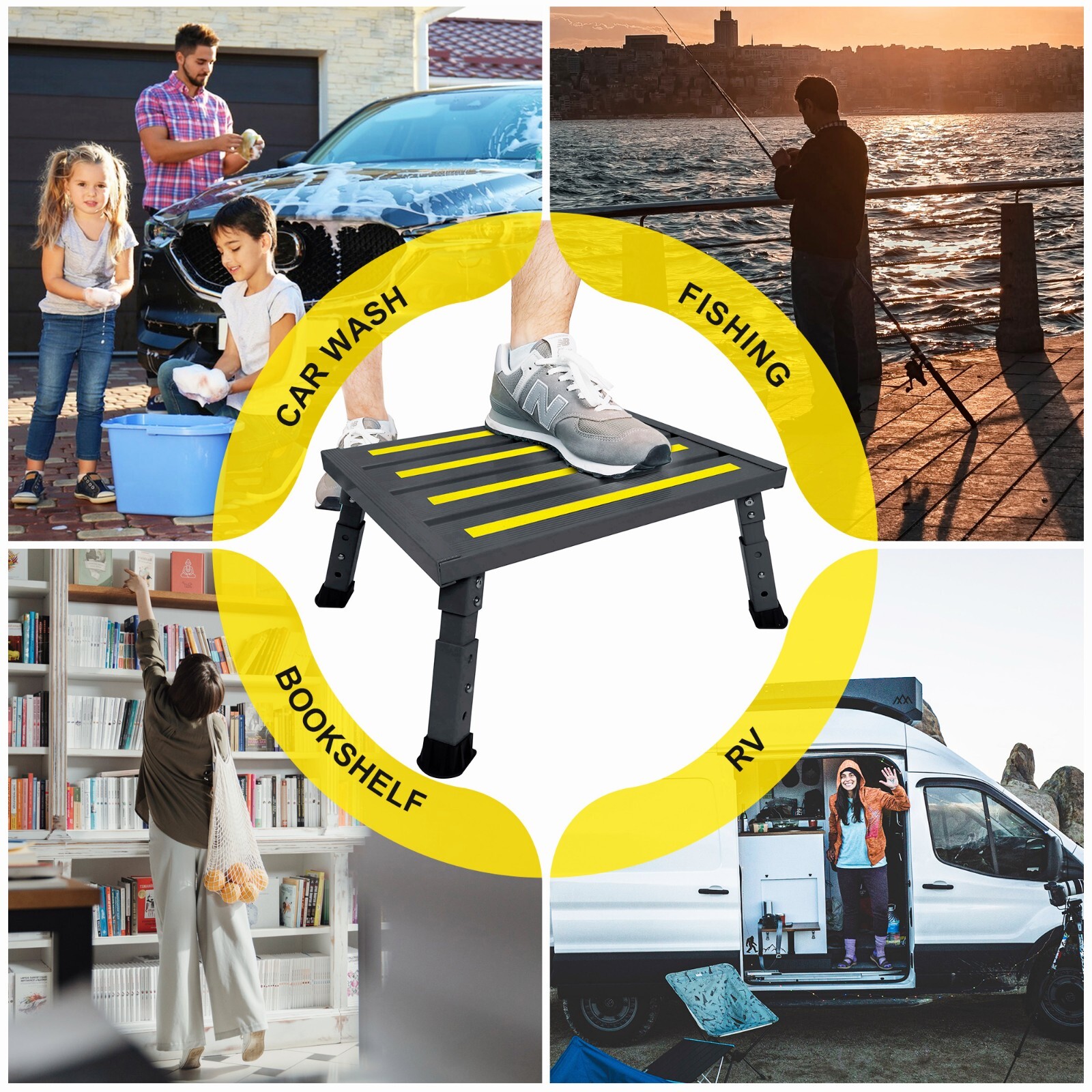 Adjustable Height Platform Step | Supports up to 1,000lbs. | Aluminum(BLACK)