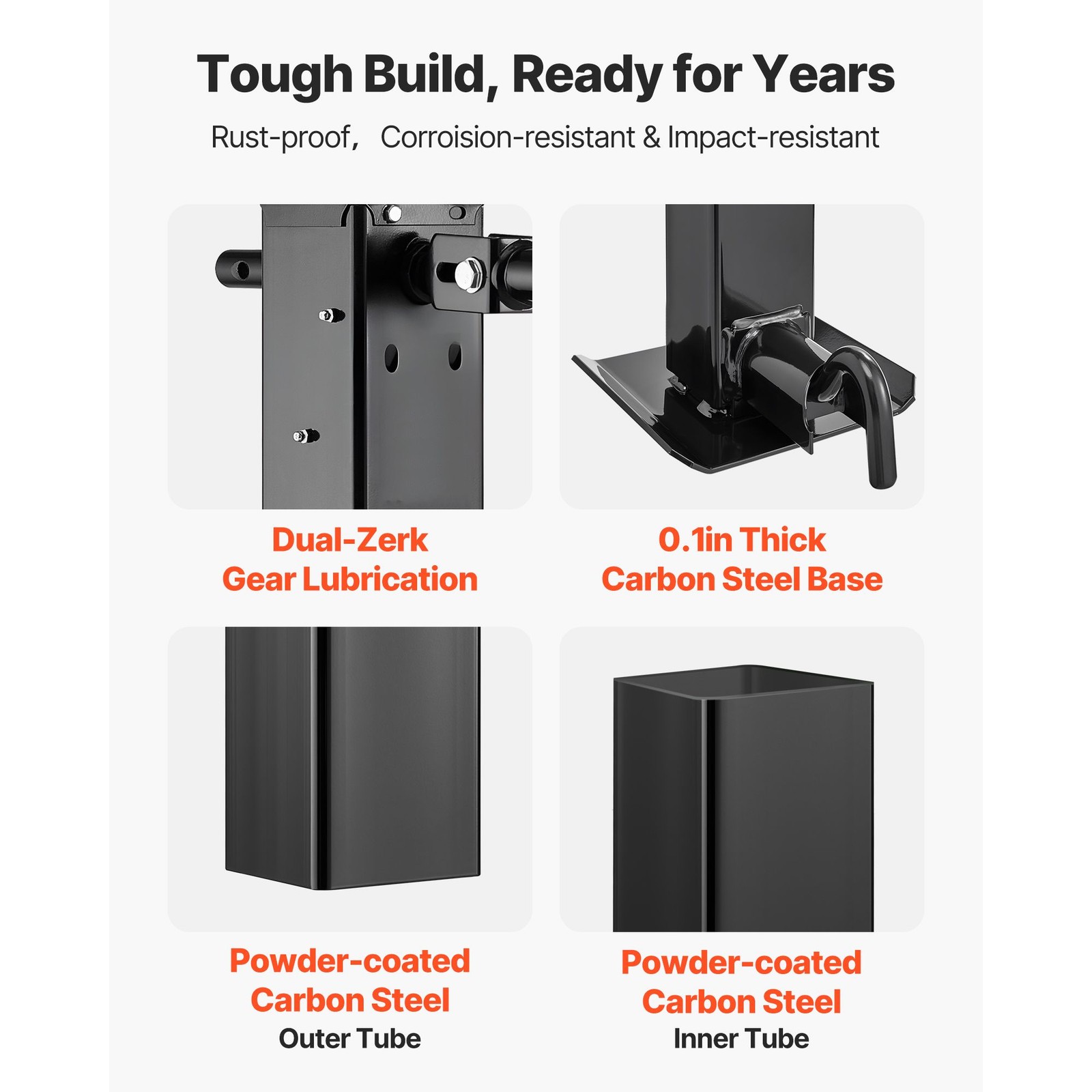 12000lb Heavy-Duty Trailer Jack 26in Lift Weld-on