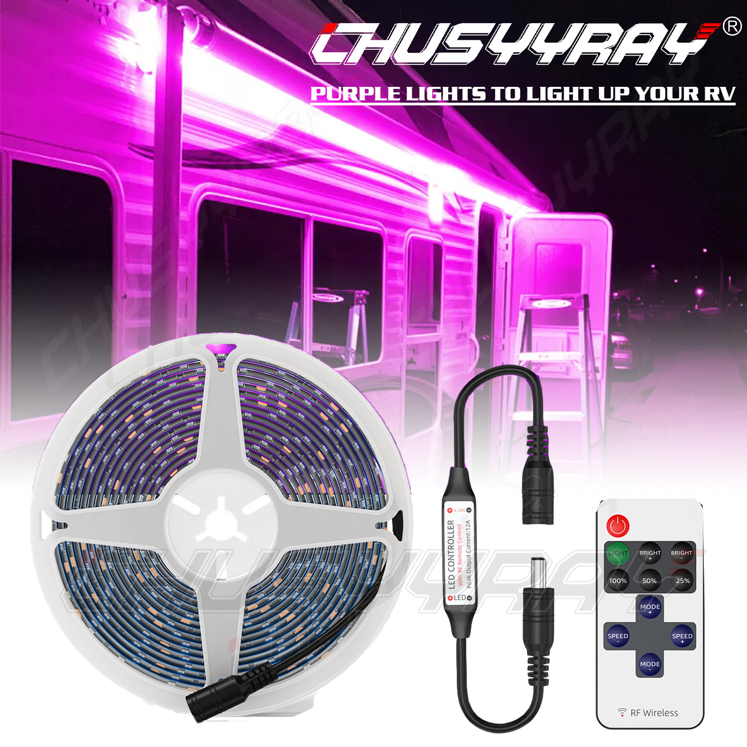 LED Strip UV Black Light Night Fishing Boat Blacklight Best UV strip 16ft 12V