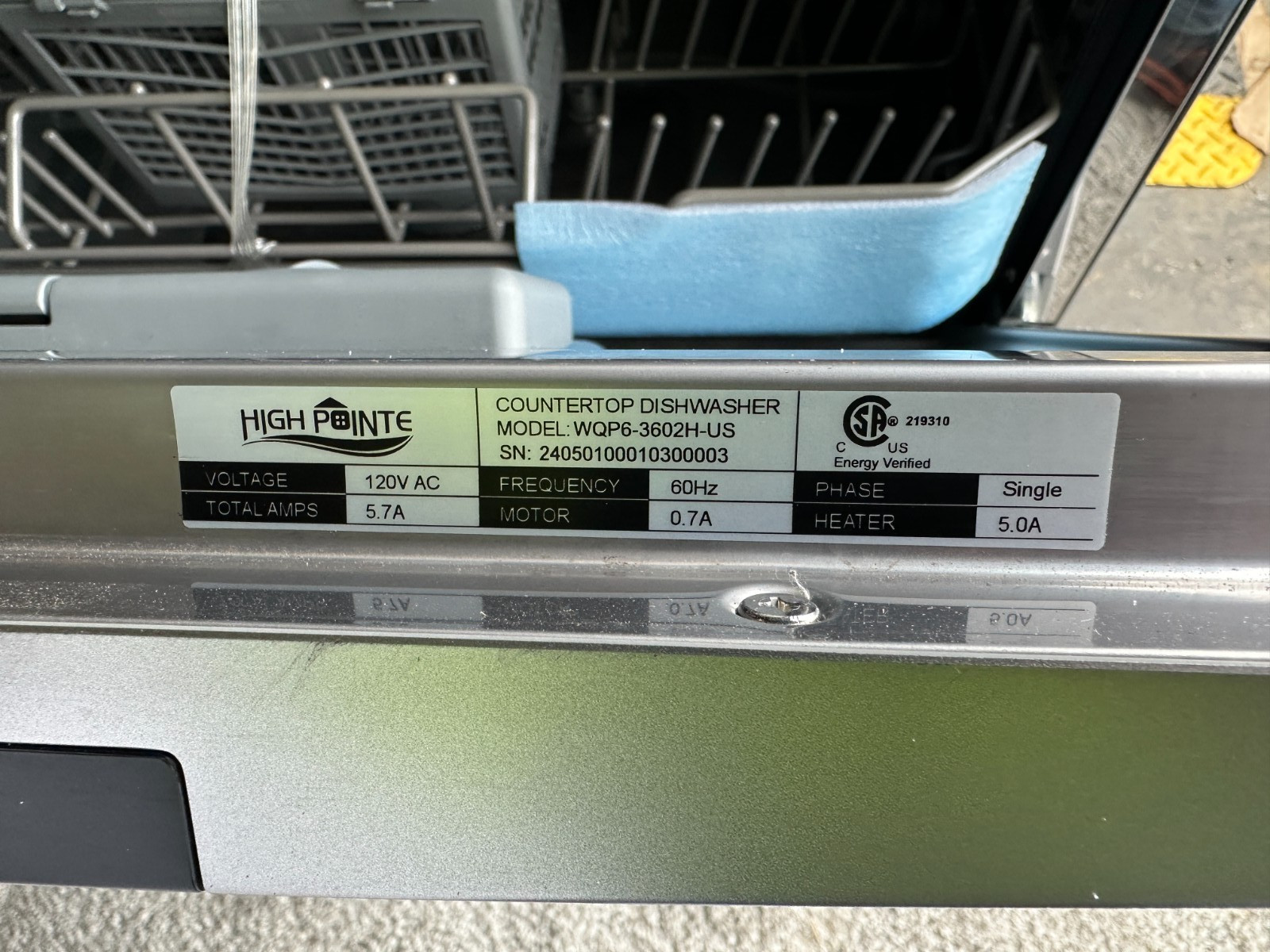 High Pointe 6 Place Compact Dishwasher Countertop RV Portable Silver LED