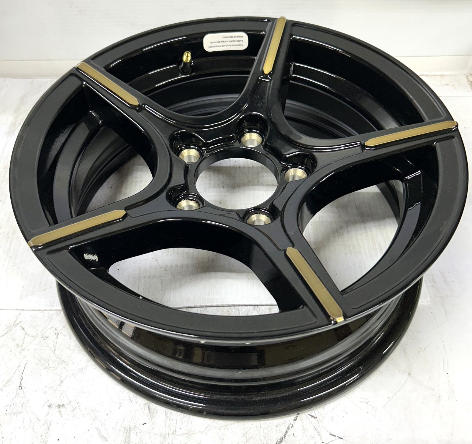 14X5 5 Lug Black Machined Gold Aluminum Trailer Wheel 58491-145545 BMGLS