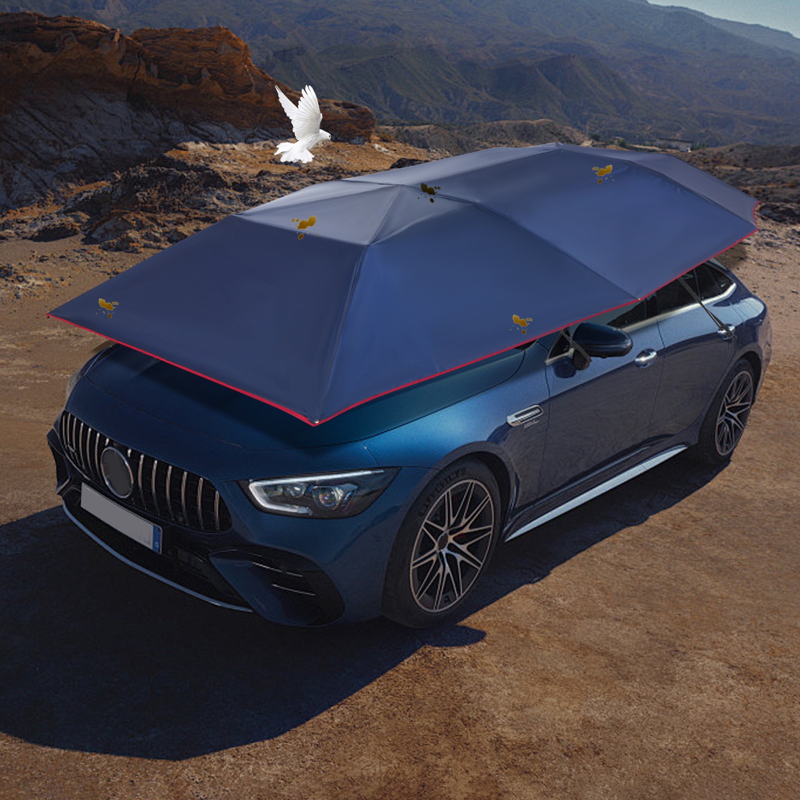 Semi-Automatic Car Canopy Folding Car Umbrella Removable Carport Awning Cover