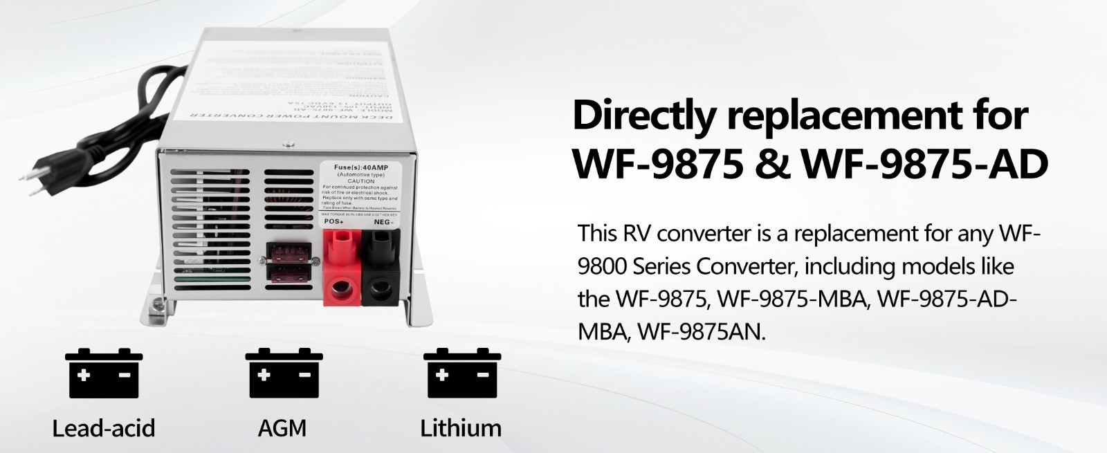 𝐔𝐩𝐠𝐫𝐚𝐝𝐞 WF-9875-AD 75 Amp RV Power Converter Charger, Replace for RV Camp