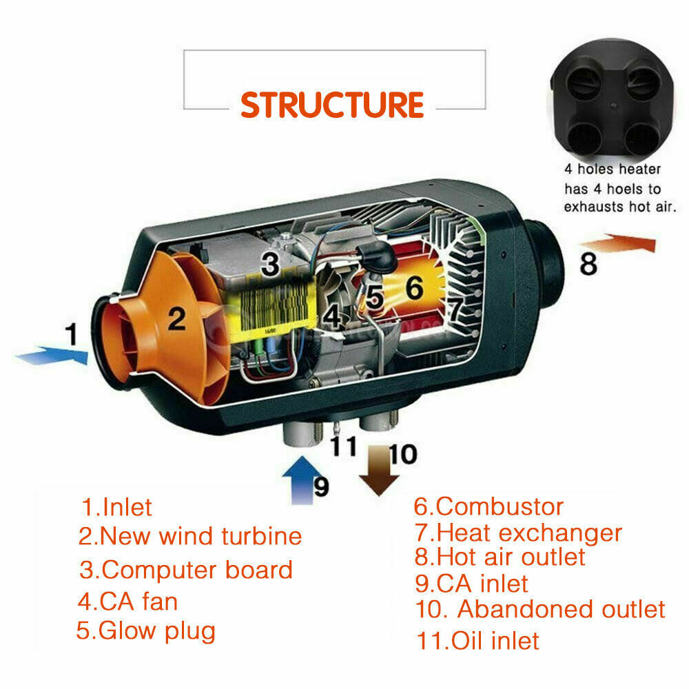 12-24V 2KW-5KW-8KW Diesel Air Heater Bluetooth App LCD Display for Car Bus RV