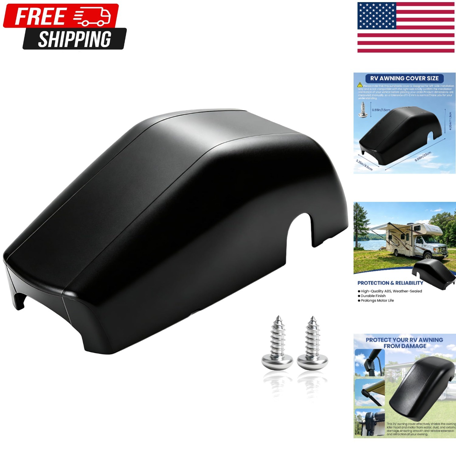 RV Awning Cover 643923 Replacement Lippert Solera Left Regal Head Black
