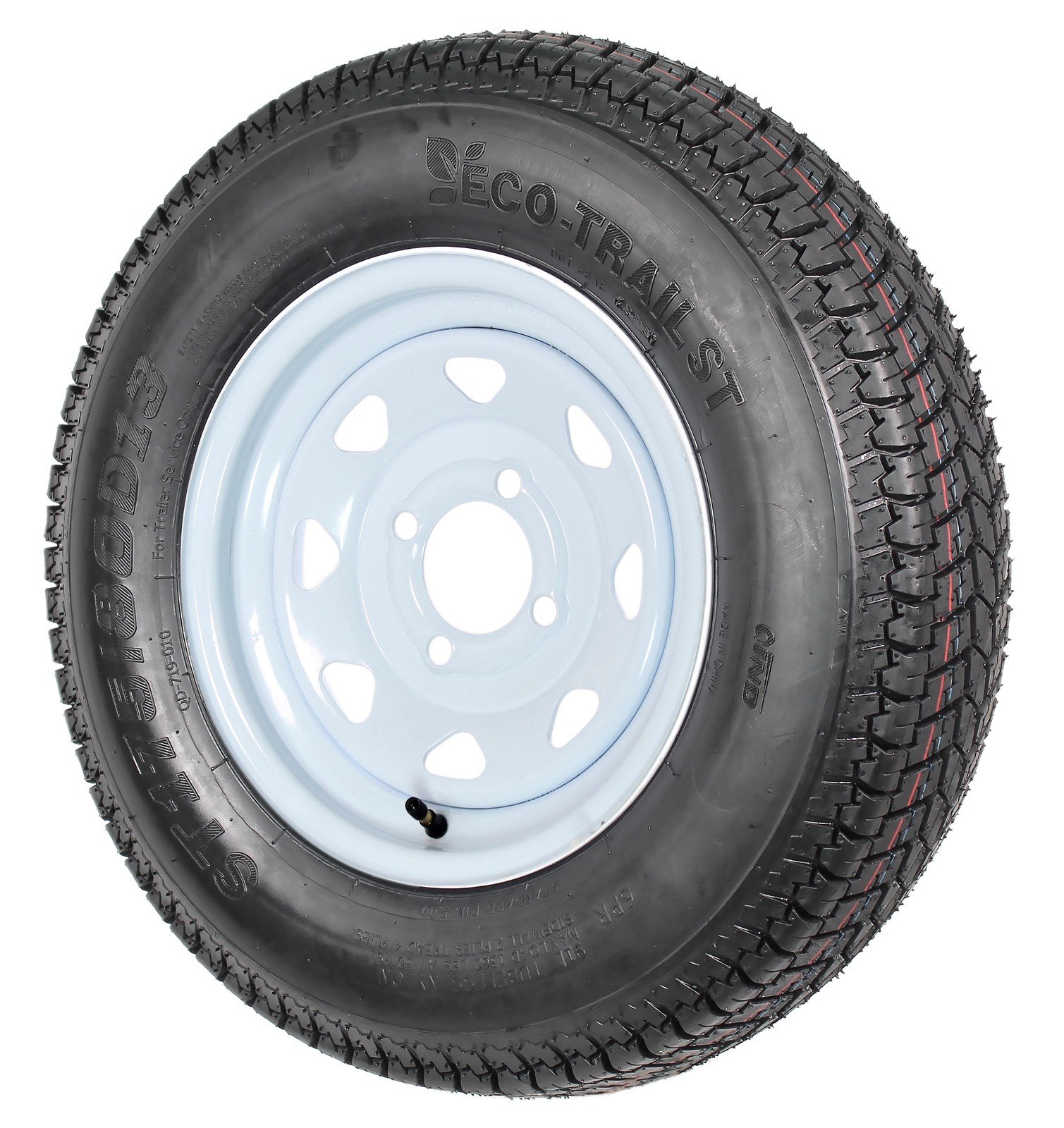 2-Pack Trailer Tire Rim ST175/80D13 175/80 13 Inch LRC 4 Lug White Spoke Wheel