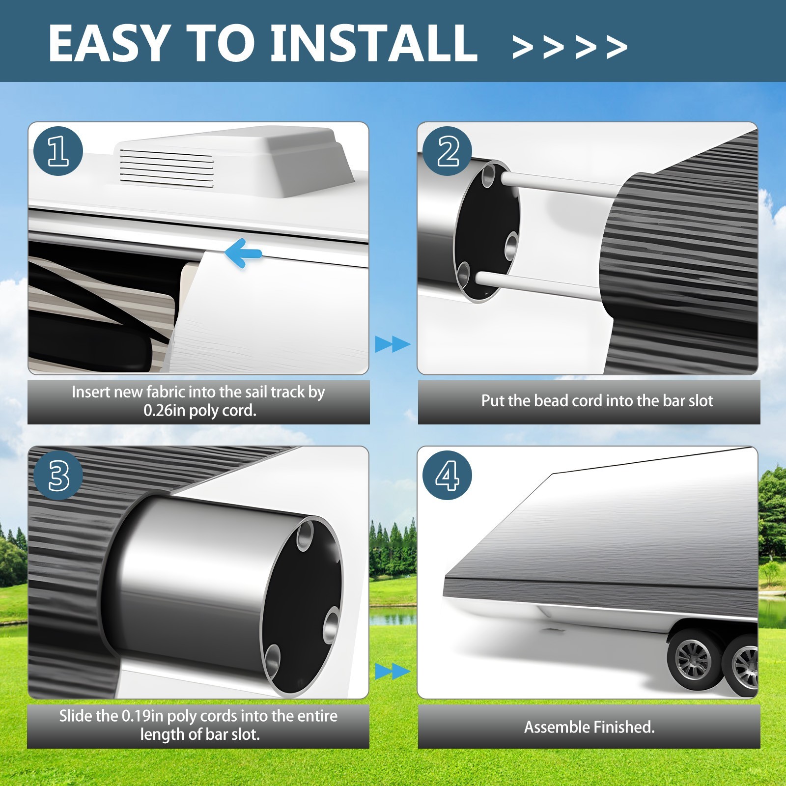 RV Awning Replacement Heavy Duty Waterproof 16Ft For RV Camper Outdoor Canopy
