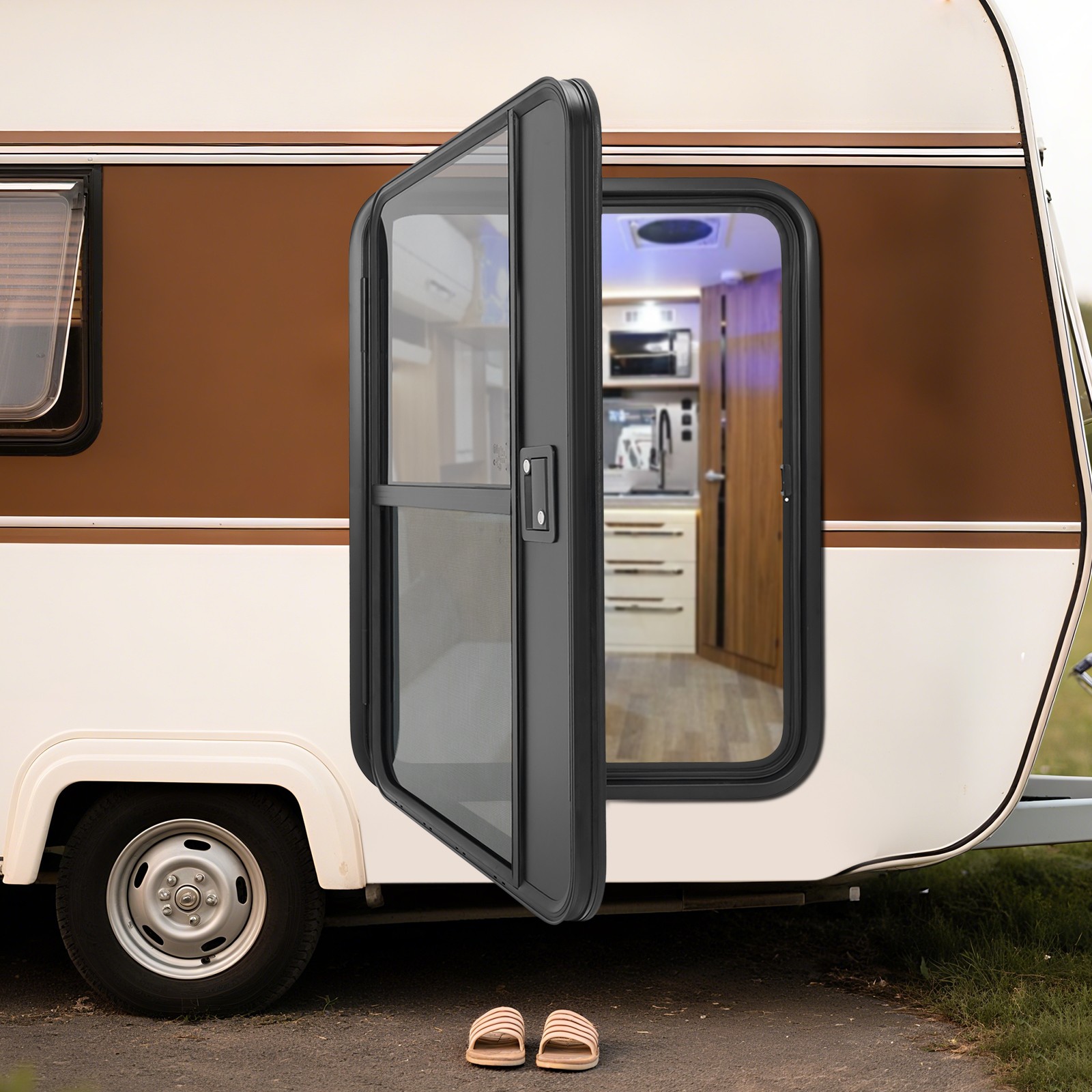 28″ x 38″ Entry Door RV Camper Teardrop Trailer Door (Black) Left Driver Side LH