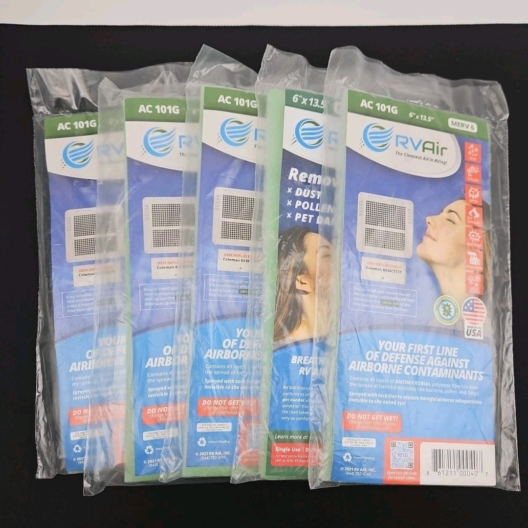 Lot of 5 RV Air OEM Replacement Filters AC101G 6 X 13.5 New