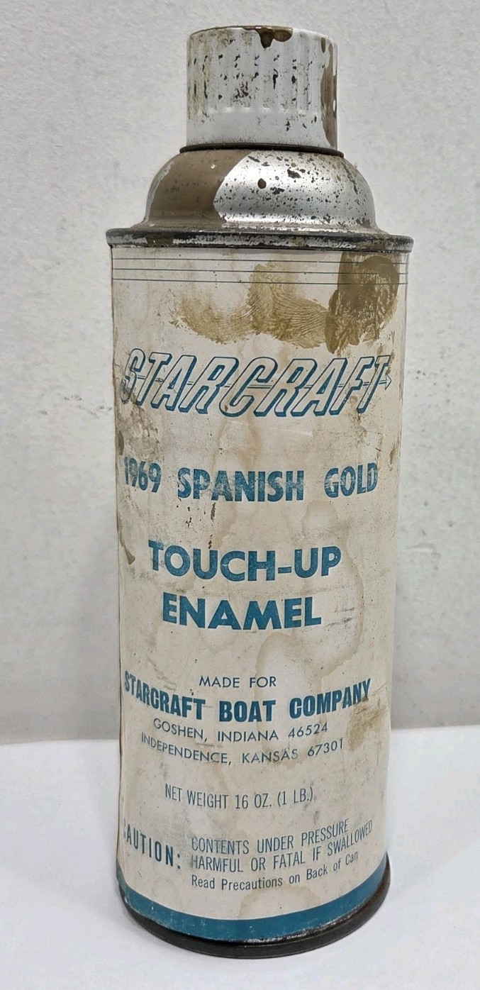 Vintage Starcraft Boat Company 1969 Touch Up Spray Paint Can Spanish Gold Empty