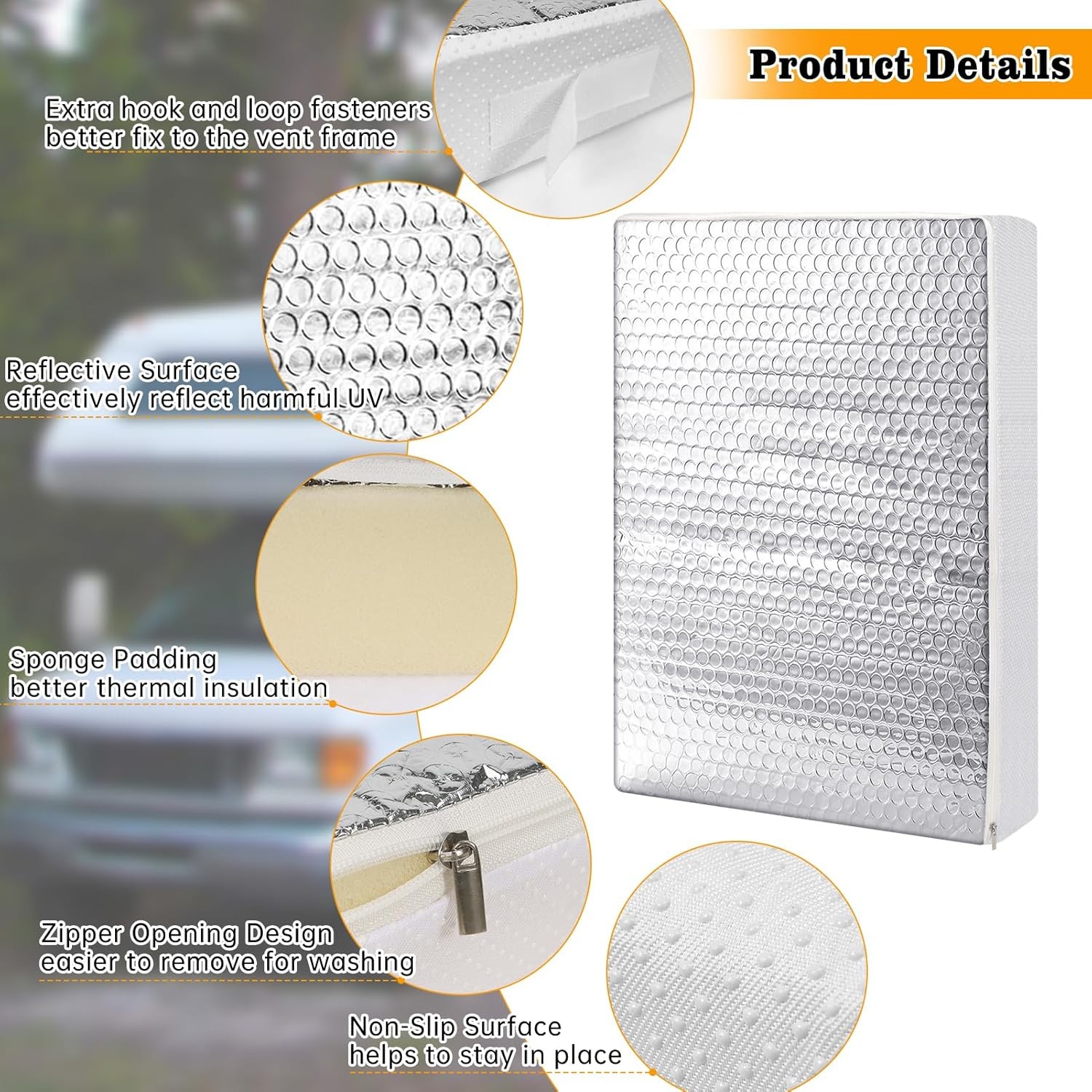 YUNVI RV Skylight Insulator 14x22x2.8,RV Vent Cover and 14*22inch, Silver