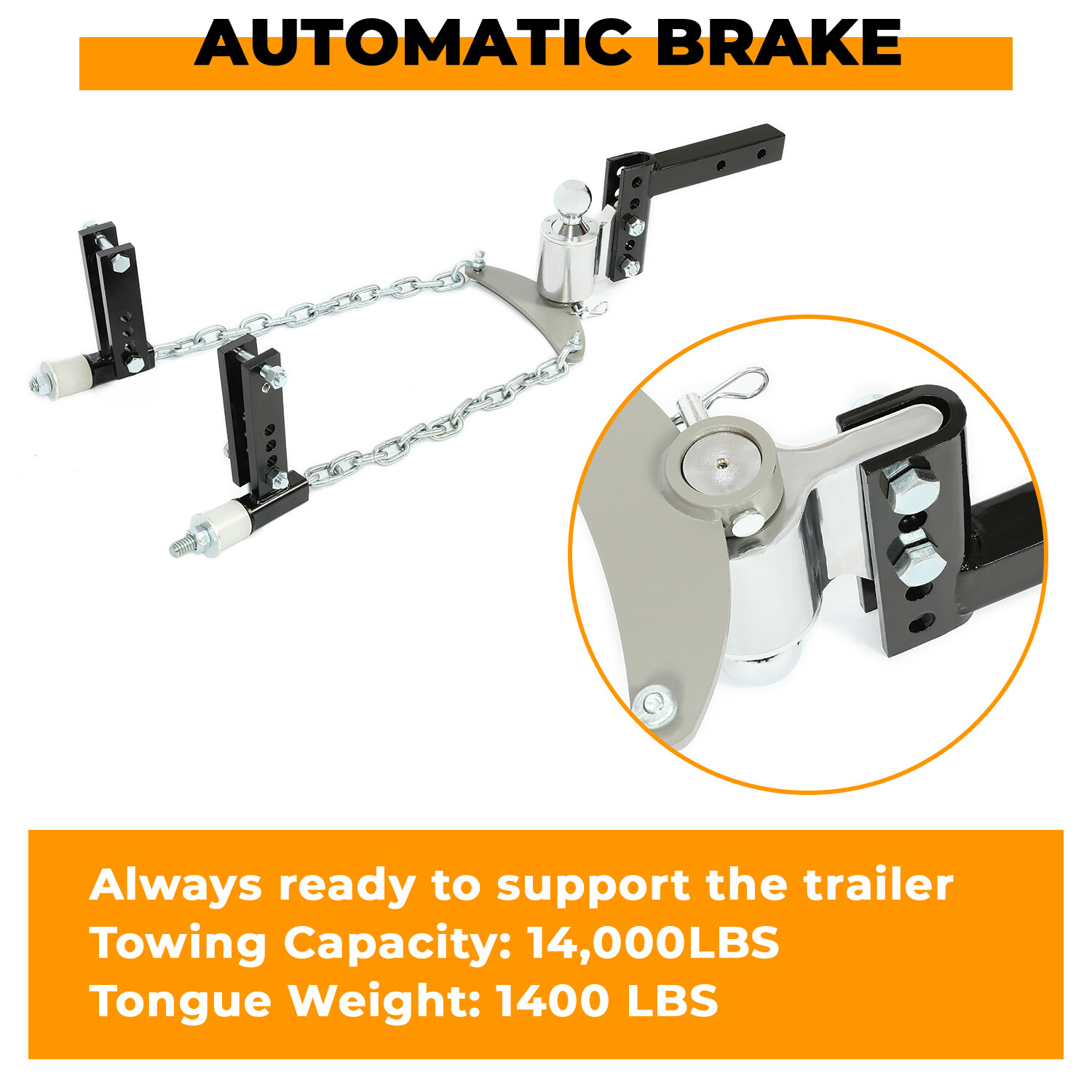 Powder Coated & Chrome Weight Distribution Hitch For 2-5/16″ Ball 4″ Drop & Rise