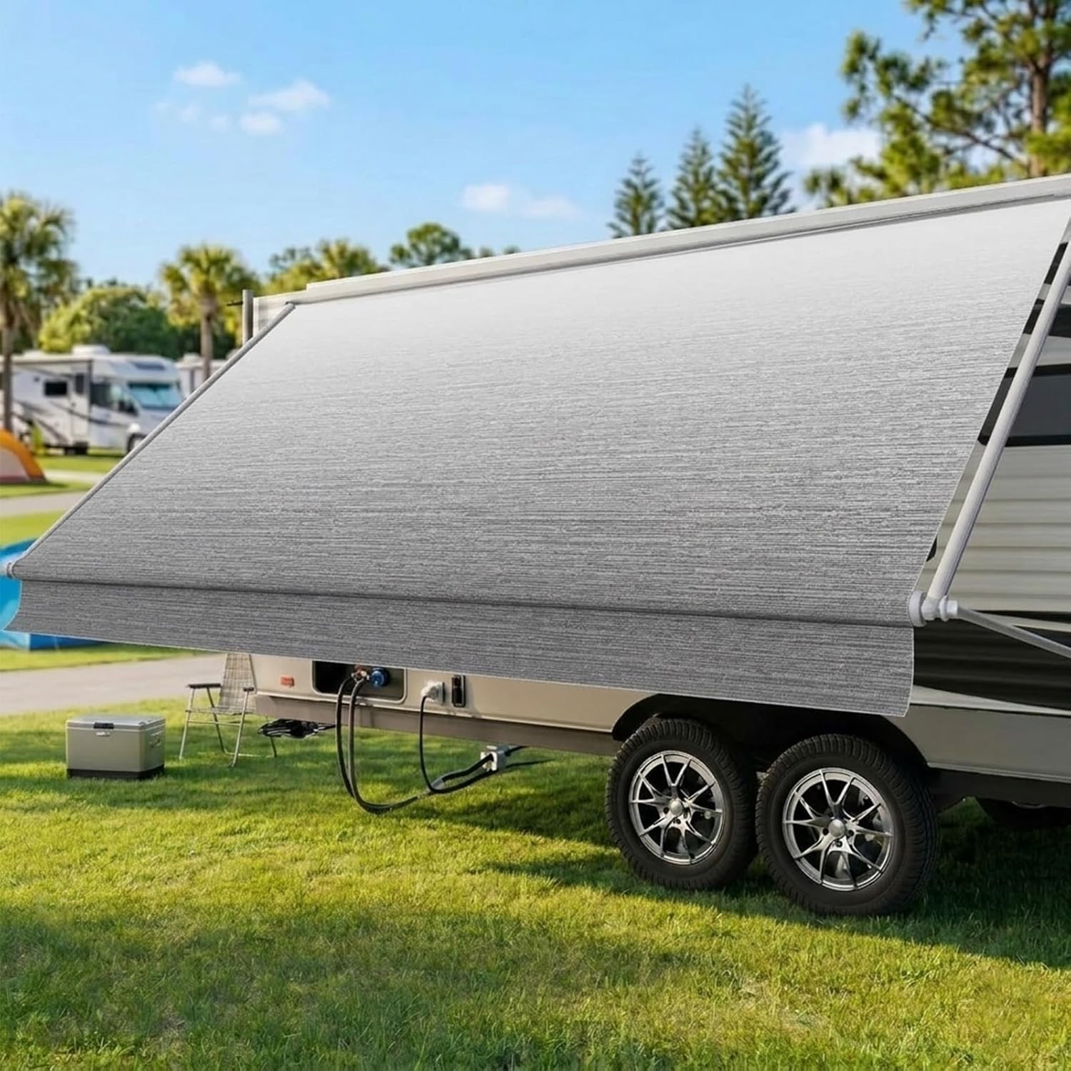 RV Awning Fabric Replacement 15’14’2″ Fabric 19.5oz Heavy-Duty Camper Awning …