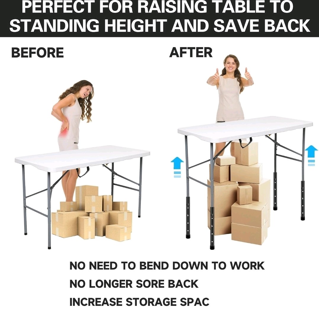 Folding Table Leg Extender Risers. 2 positions. Black