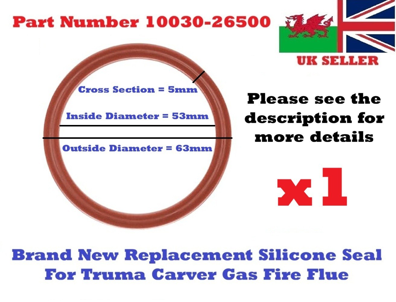 Truma Carver Silicone Seal O Ring Heater Flue Caravan Motorhome 53mm Genuine UK