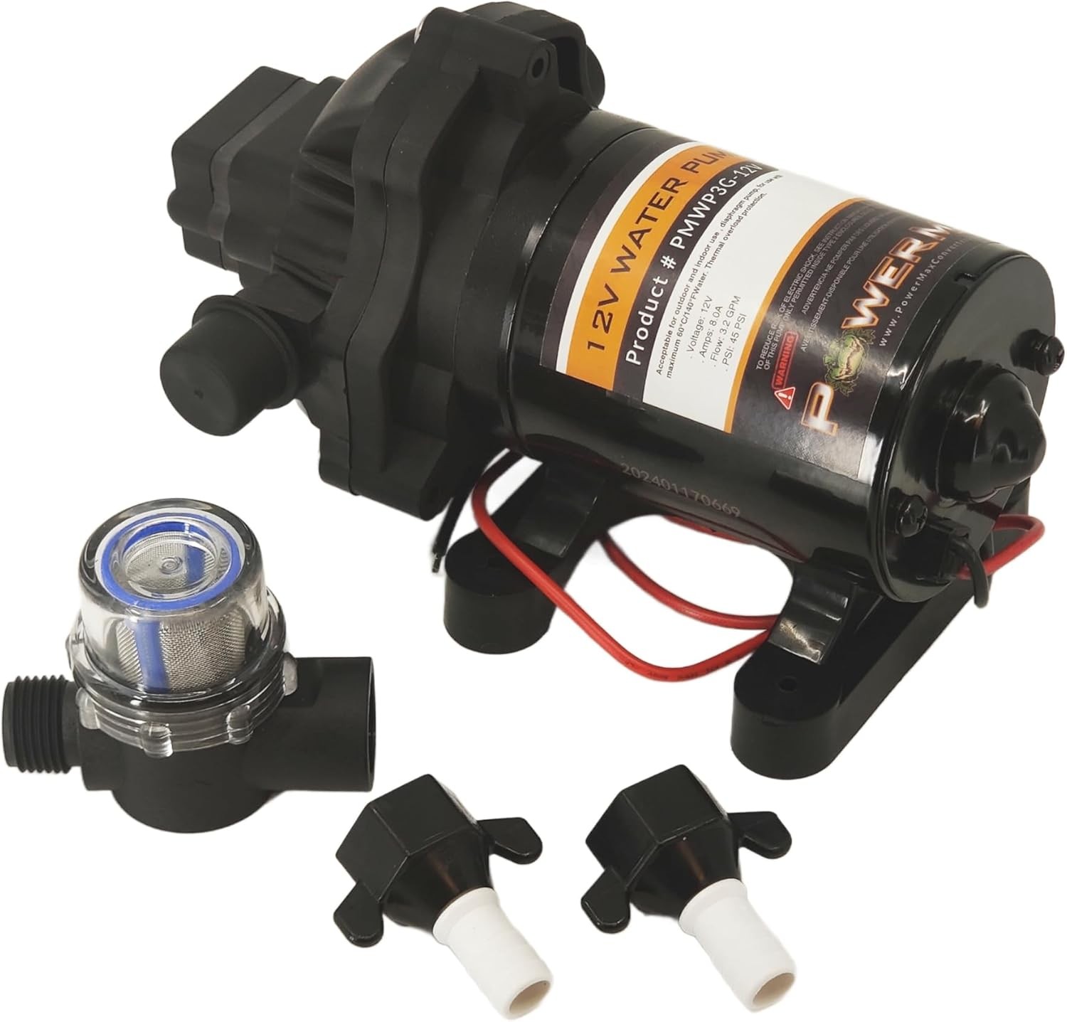 PowerMax replacement Shurflo 4008 | 101-A65/E65 |12V RV water pump | Black