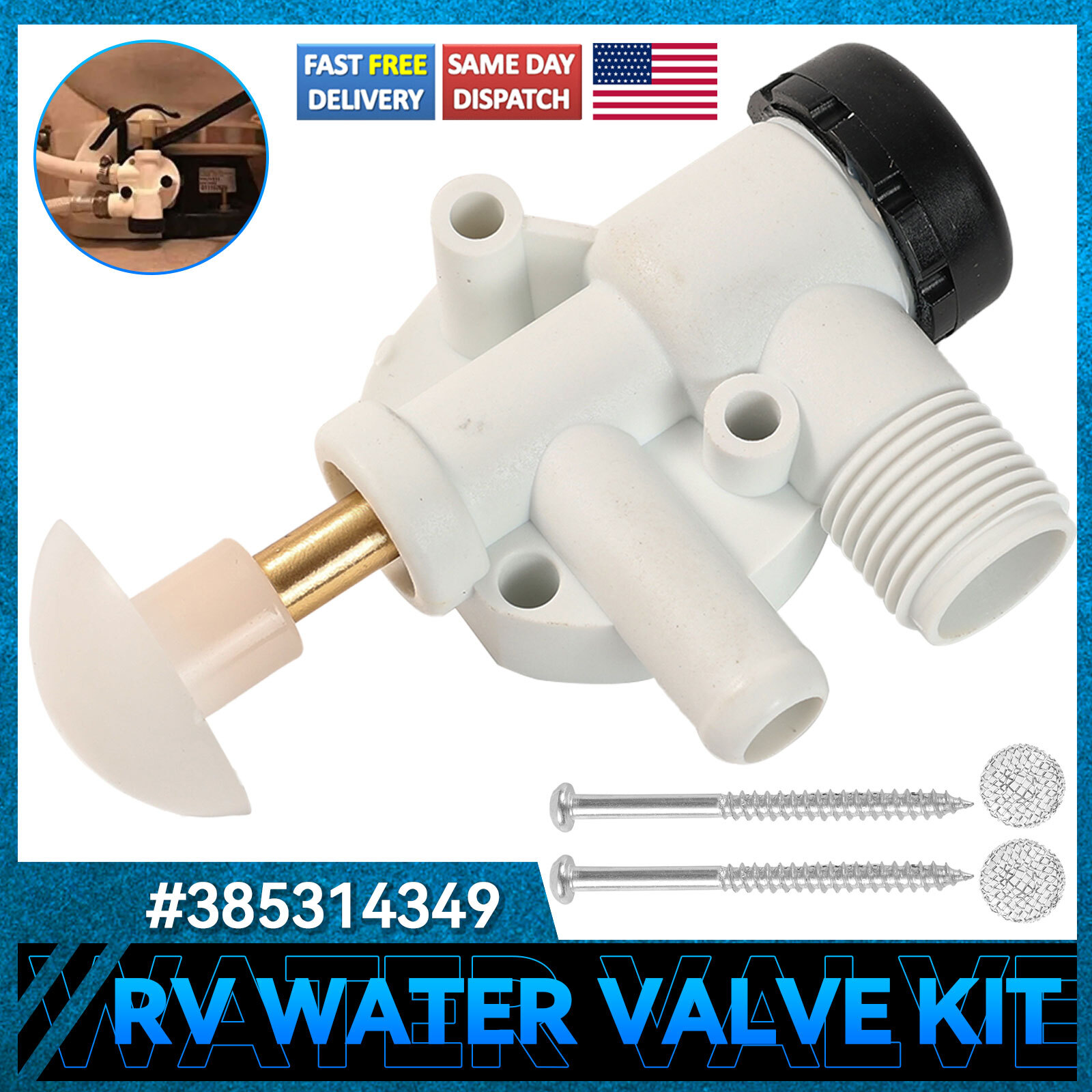 For Dometic Sealand 110 111 147 148 210 211 385314349 RV Toilet Water Valve Kit