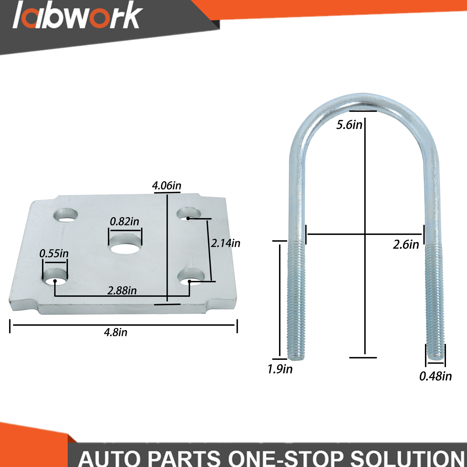 Labwork Trailer U Bolt Kit 2-3/8″ Round Axle 5-1/2″ Long For 3500lb Trailer Axle