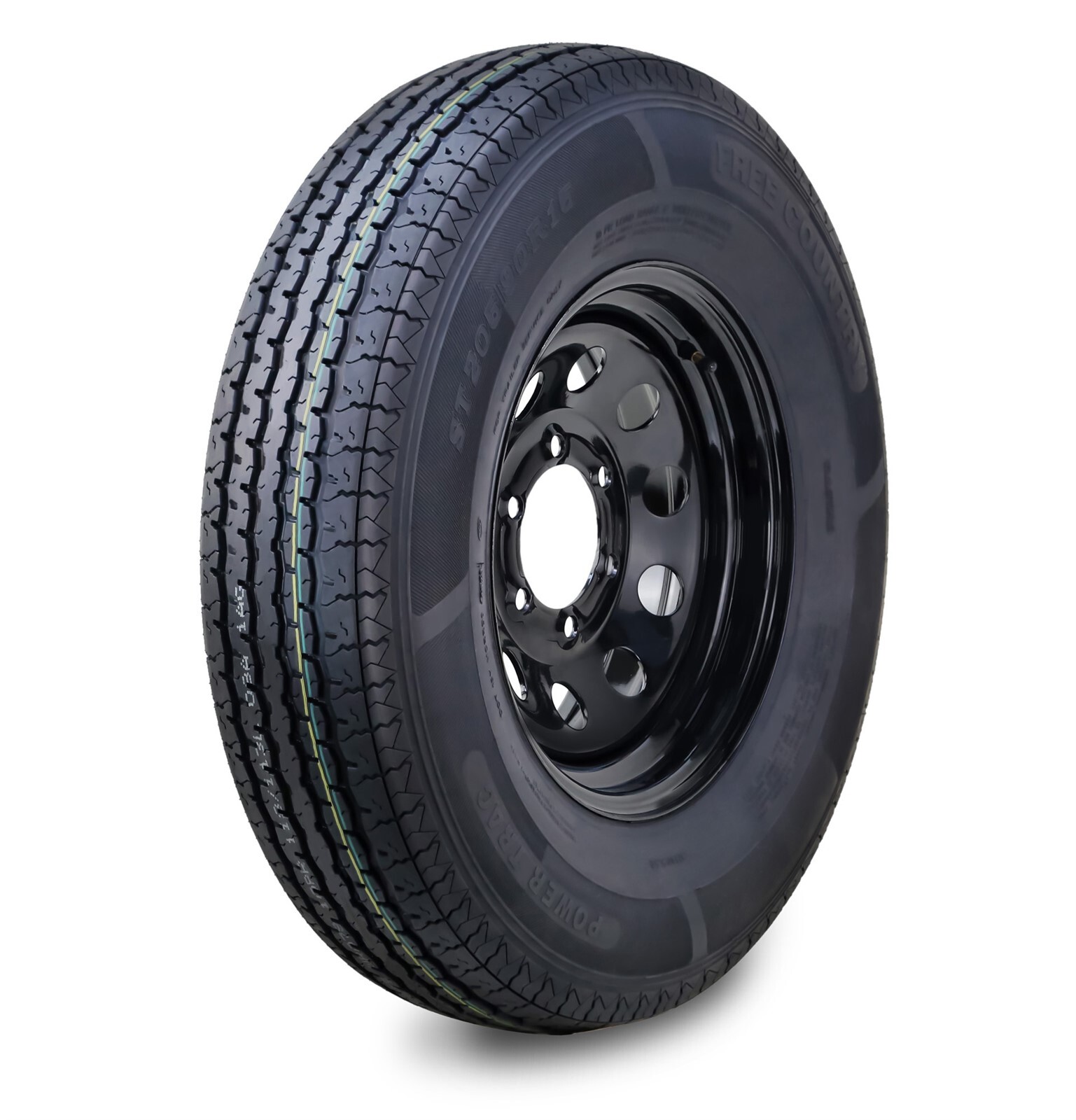 FC Trailer Tire Assembly ST205/90R15 10-Ply Black Mod Rim 6 Lug on 5.5″