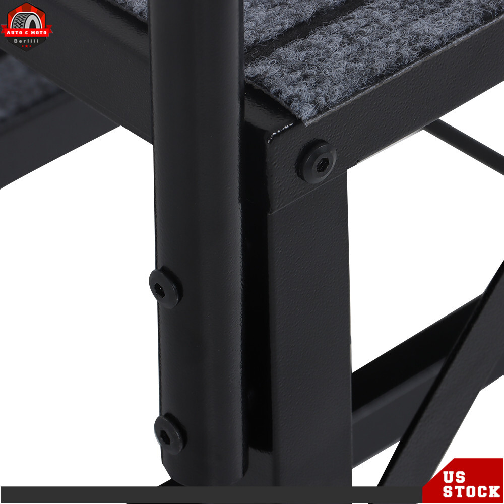 2 Steps/3 Steps/4 Steps RV Steps Outdoor Stairs w/ Handrails & Non-Slip Step Mat