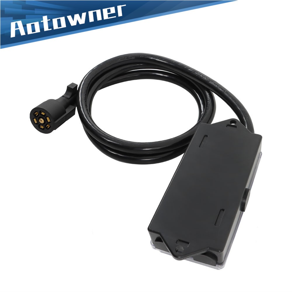 7 Way Trailer Cable 6FT with 7 Pin Plug and 7 Gang Junction Box For RV Trailer