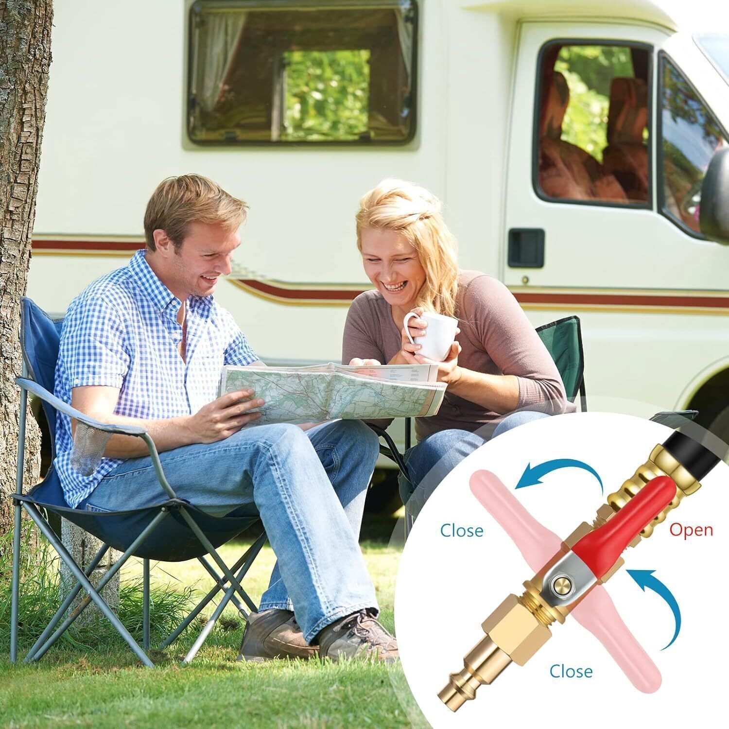 Camper Winterizing Kit Blowout Shut Off Valve Adapter Hose Faucet For RV Trailer