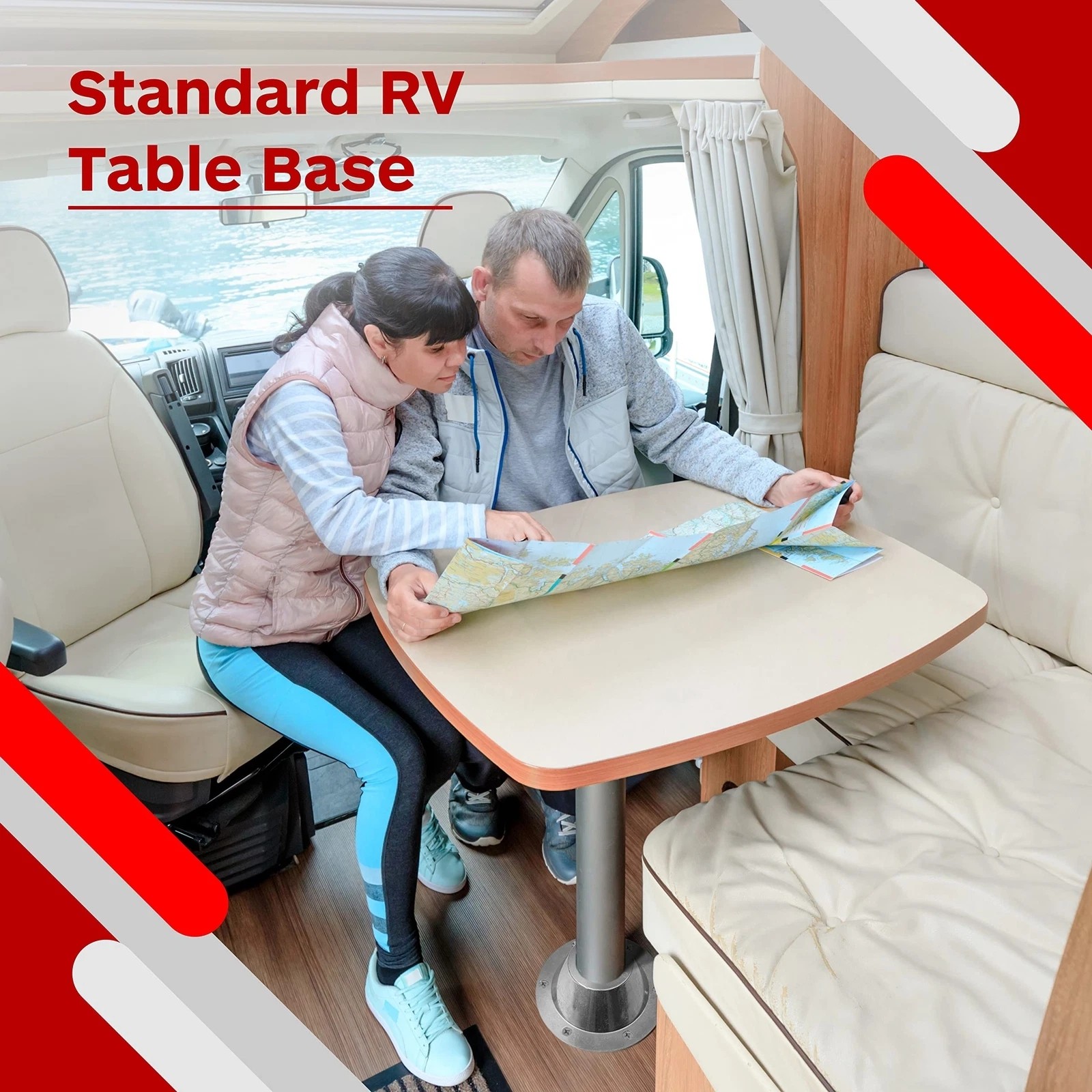 2Pcs Car Table Base Mount RV Dinette Table and Floor Mount Base 6 Mount Aluminum