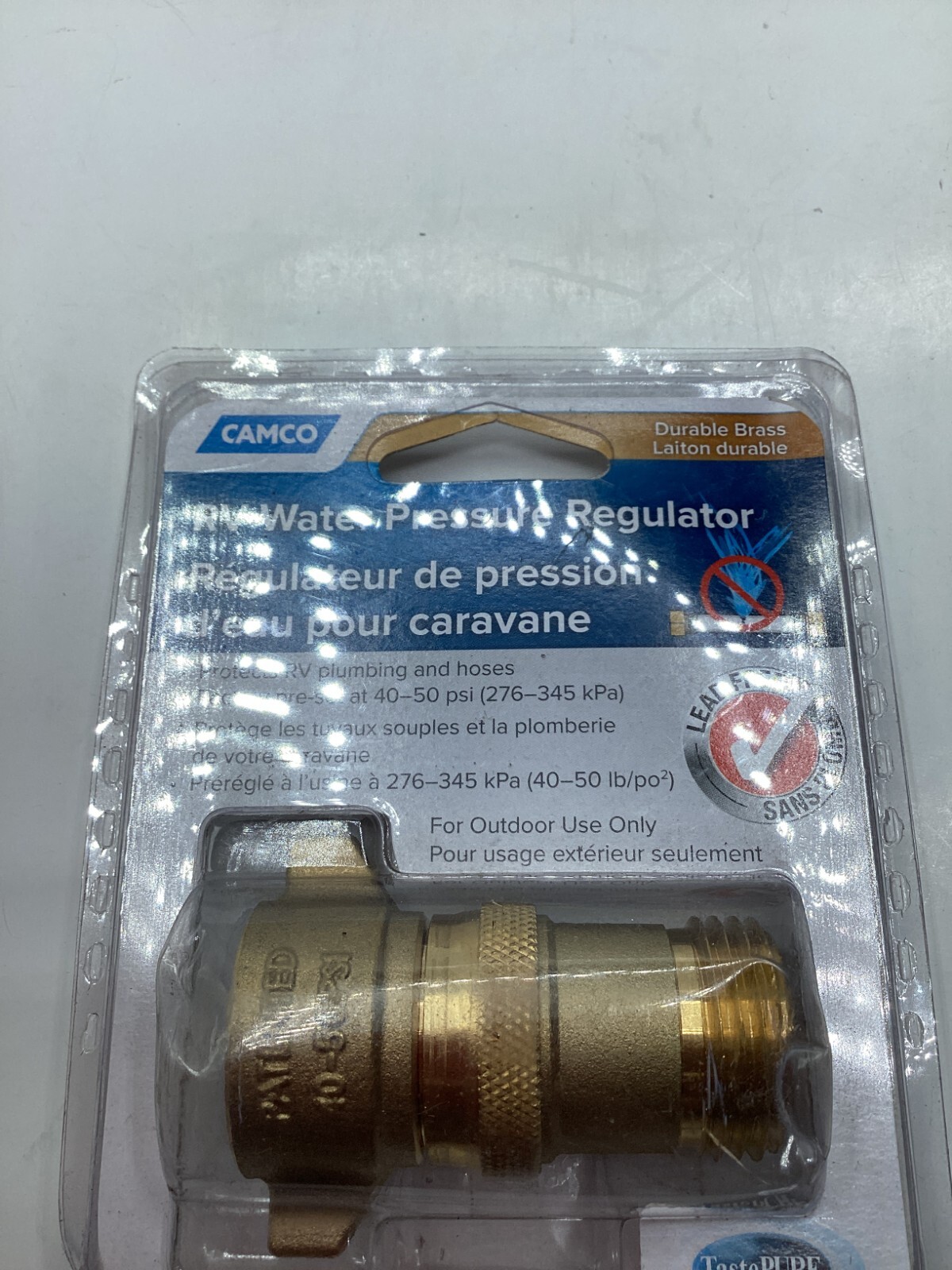 Camco RV Brass Water Pressure Regulator Protects RV Plumbing 40055 40-50 PSI
