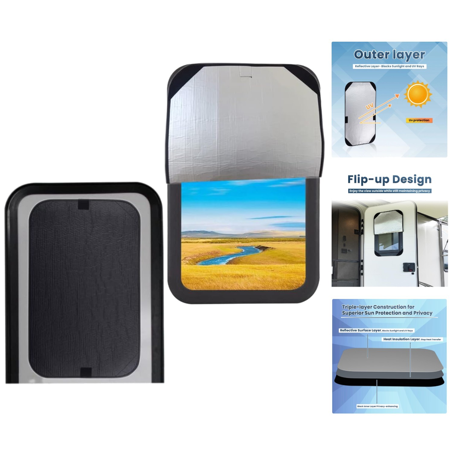 Sun-Blocking RV Door Shade, 16 x 25 inch for Enhanced Privacy & Comfort