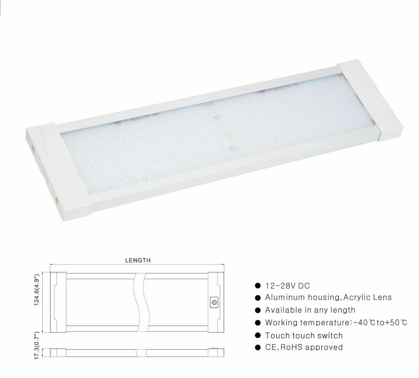 LED 12V 24V Ceiling Panel Light Switched Warm White Lamp Caravan Motorhome Boat