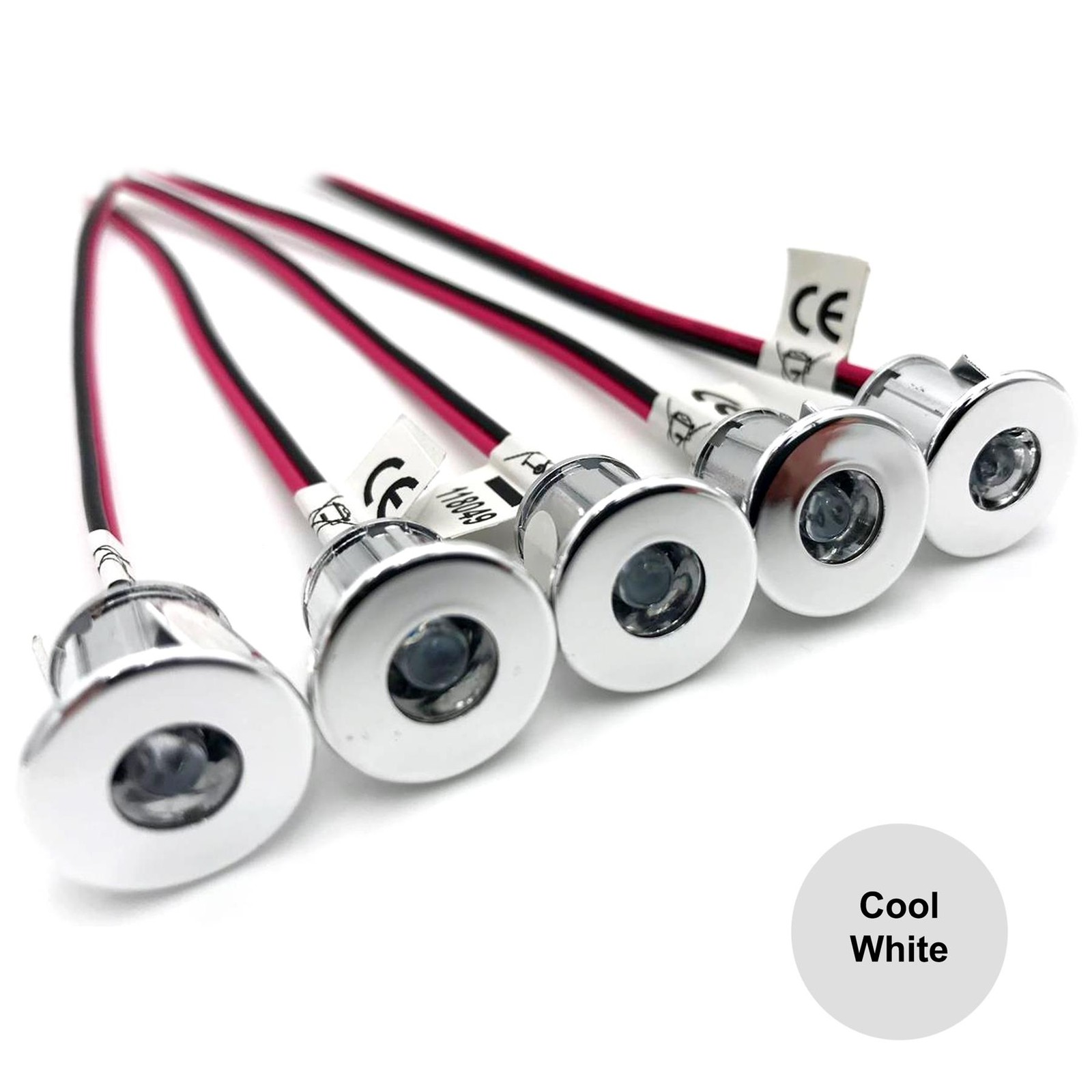 5 X SMALL COOL WHITE LED MINI SPOT 12 VOLT LIGHTS MOTORHOME CAMPERVAN CARAVAN