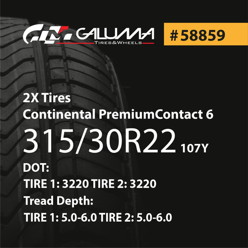 2X Tires Continental PremiumContact 6 315/30/22 315/30R22 3153022 107Y #58859