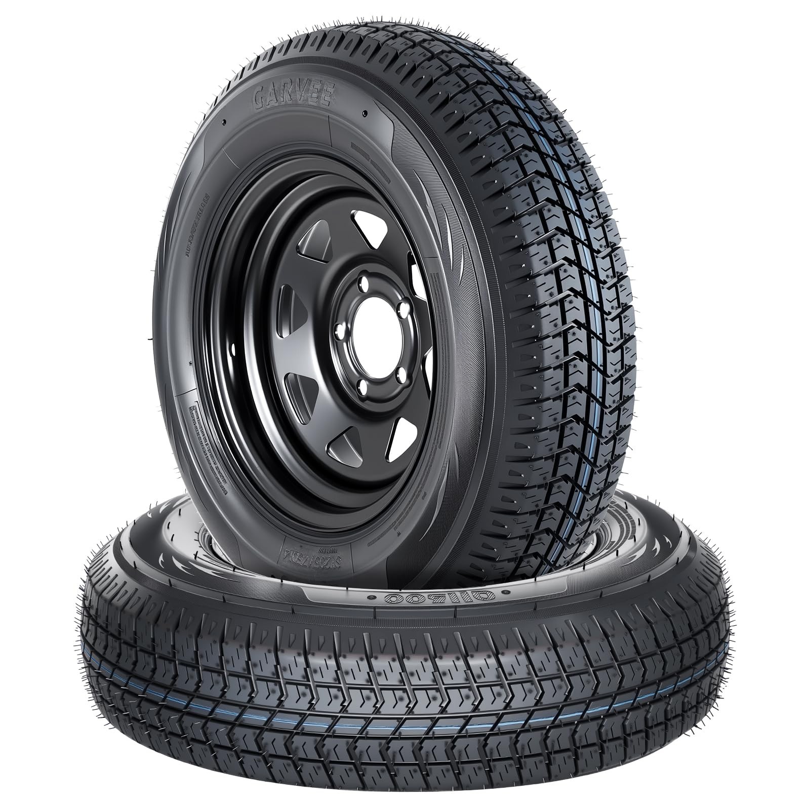 Set Of 4 ST205/75D14 205 75 14 Trailer Tires & Wheels 14″ Rims 5 Lug on 4.5″ 6PR