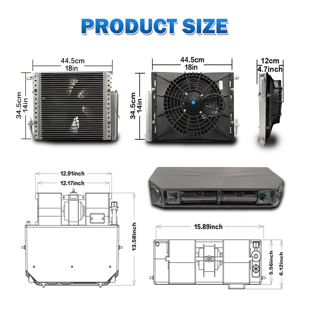 12V Cool & Heat Underdash Air Conditioner Electric Energy Efficient A/C Set