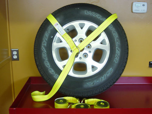 12 – 8FT Lasso O Ring Auto Hauler Car Transport Ratchet Tow Dolly Axle YELLOW