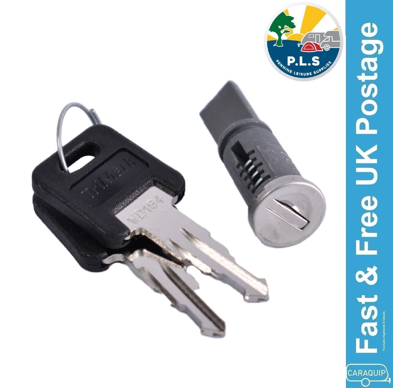 West Alloy WD183 Replacement Door Lock Barrel Long Tag & 2 Keys Caravan-WE183