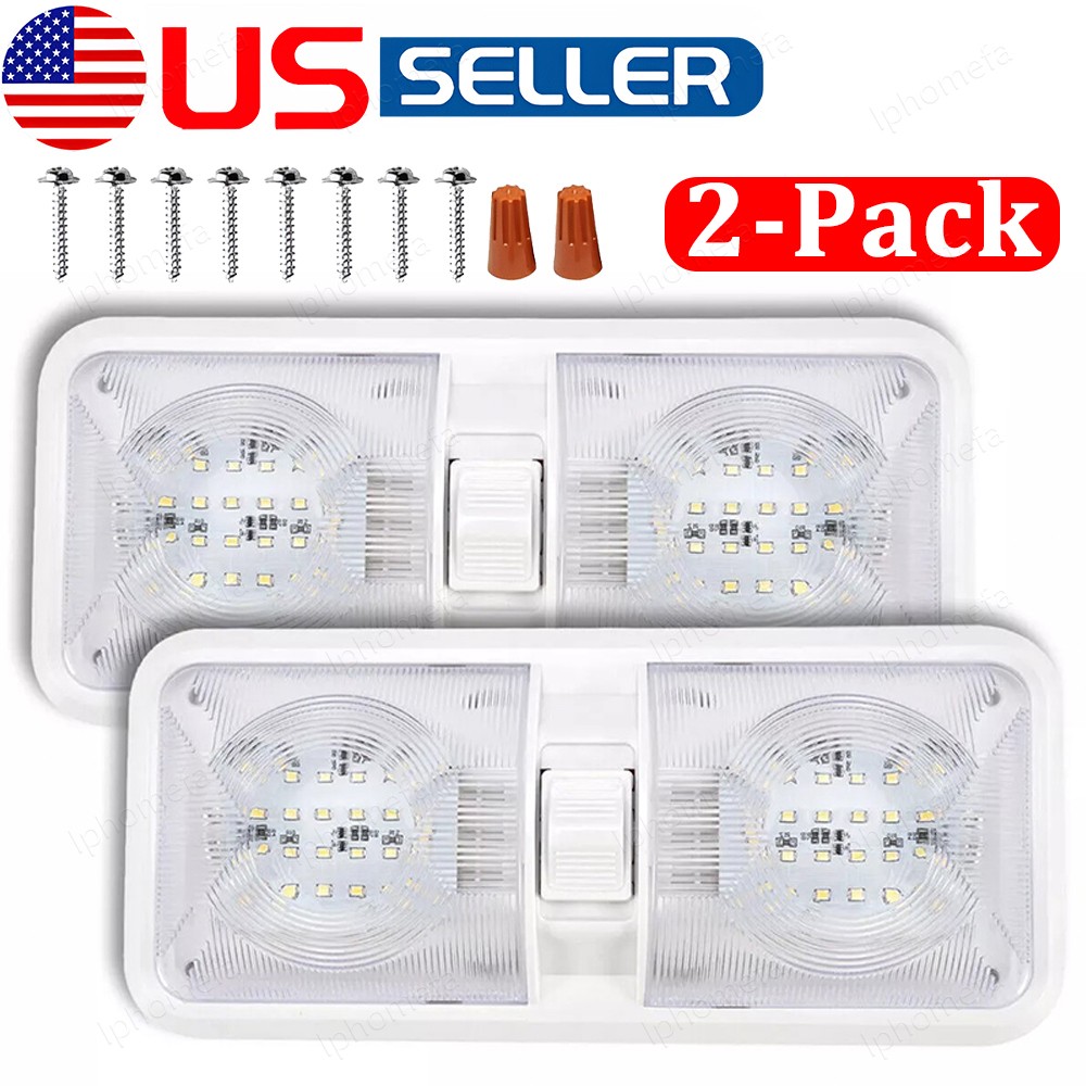 2Pcs 12V Led RV Ceiling Dome Light LED Interior Lighting for Trailer Camper RV