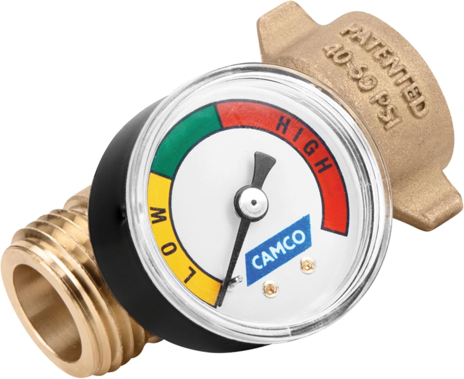 Camco Brass Water Pressure Regulator with Gauge- Helps One Size,